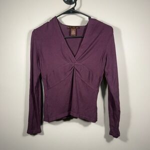 VTG Bandolino Petite Purple Plum Twist Front Long Sleeve Top Blouse Women's PS‎